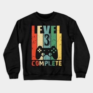 Vintage 3rd Wedding Anniversary Level 3 Complete Video Gamer Birthday Gift Ideas Crewneck Sweatshirt